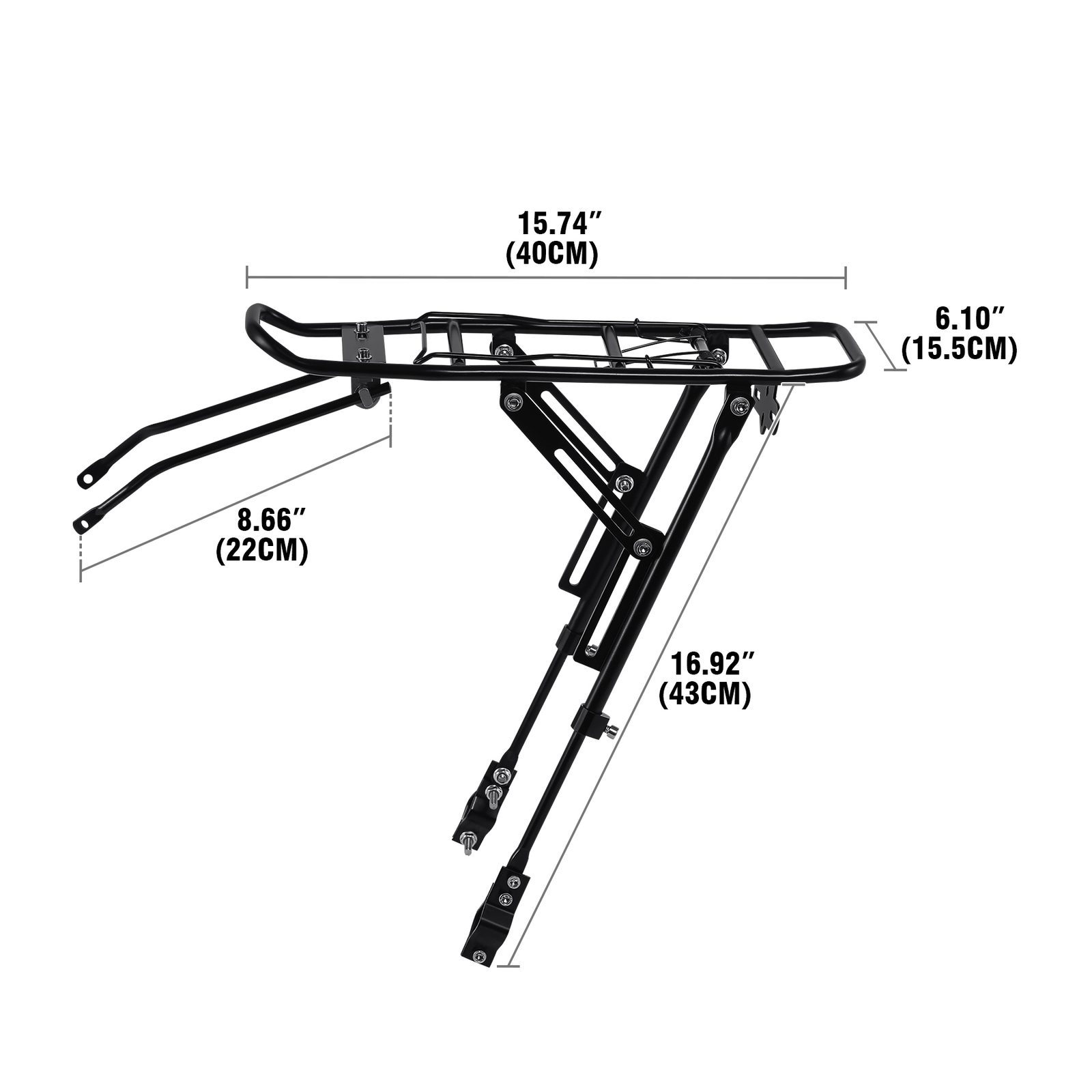 Rear Bike Rack Cargo Rack Alloy Luggage Carrier Bicycle 110 Lbs Capacity Holder