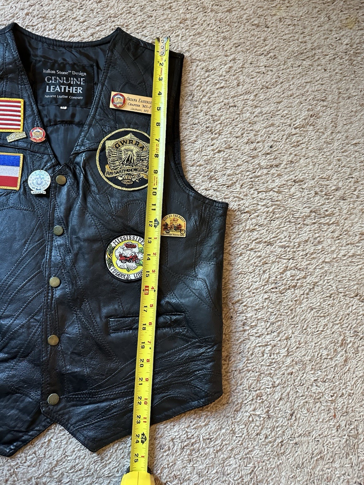 Vintage GWRRA Gold Wing Mississippi Chapter F Leather Vest Patches 2007