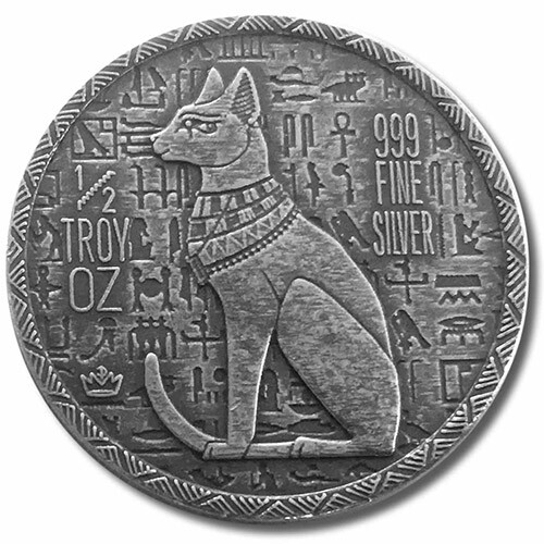 1/2 oz Monarch Egyptian Cat Goddess Bastet Silver Round (New)