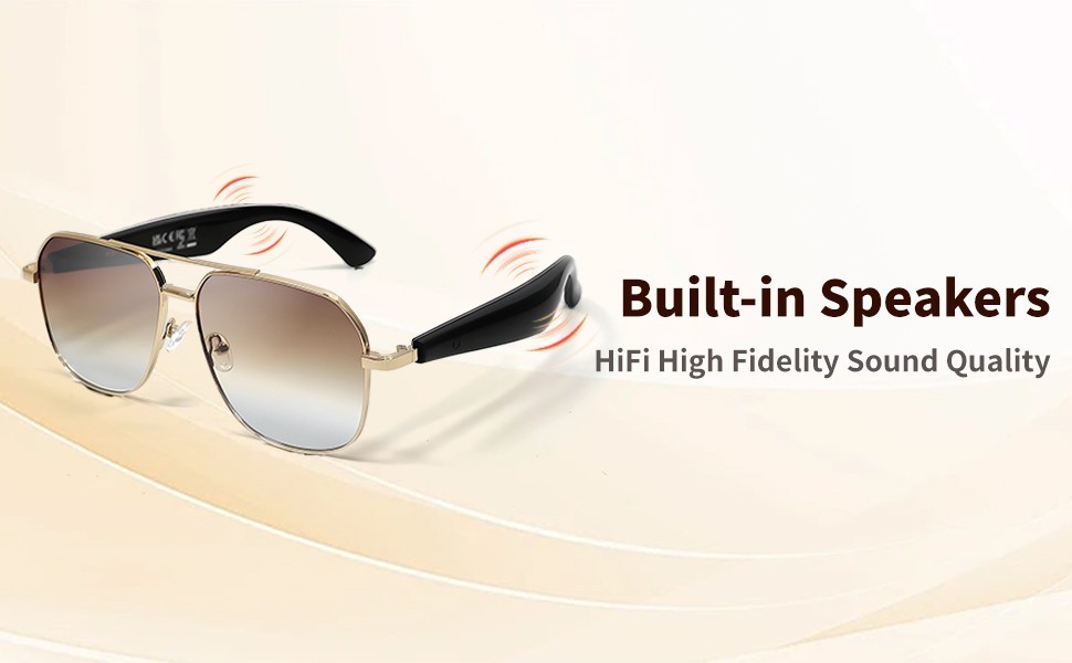 AI Smart Glasses for Men&Women Bluetooth Open-Ear Speakers for Music Call Work