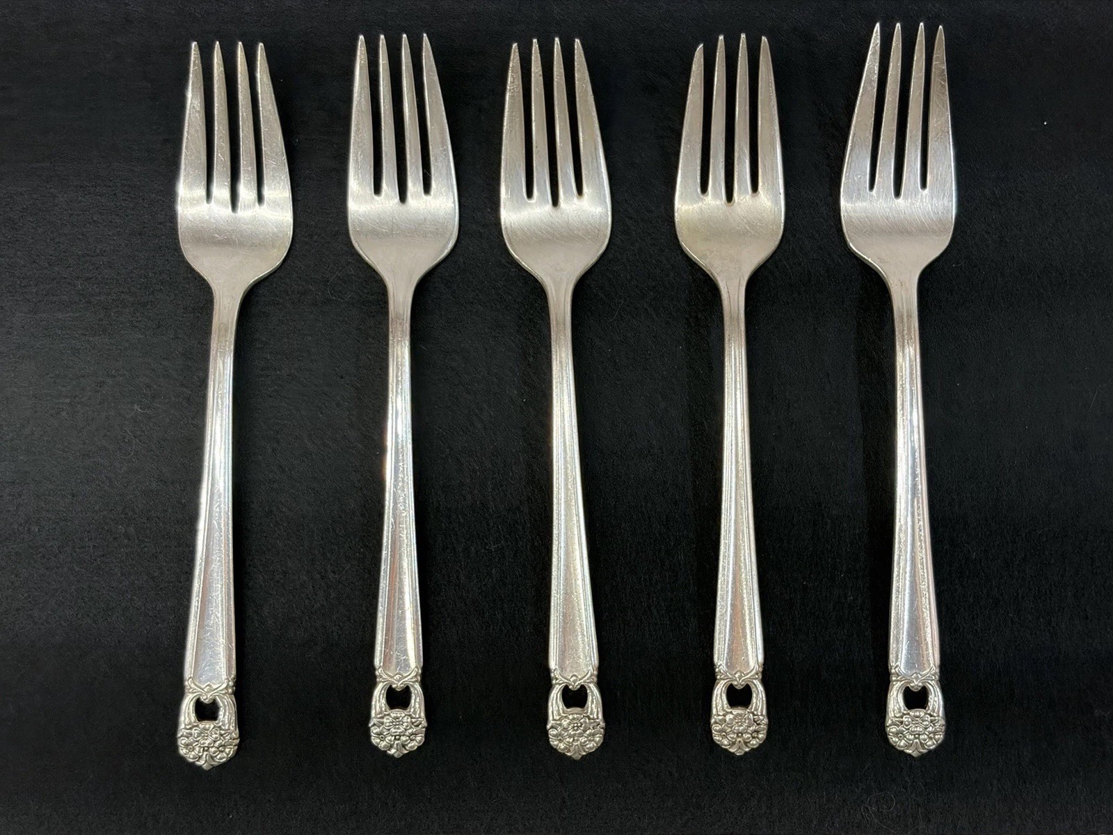 1847 Rogers Bros ETERNALLY YOURS Silver Plate Flatware 5 Salad/Dessert Forks