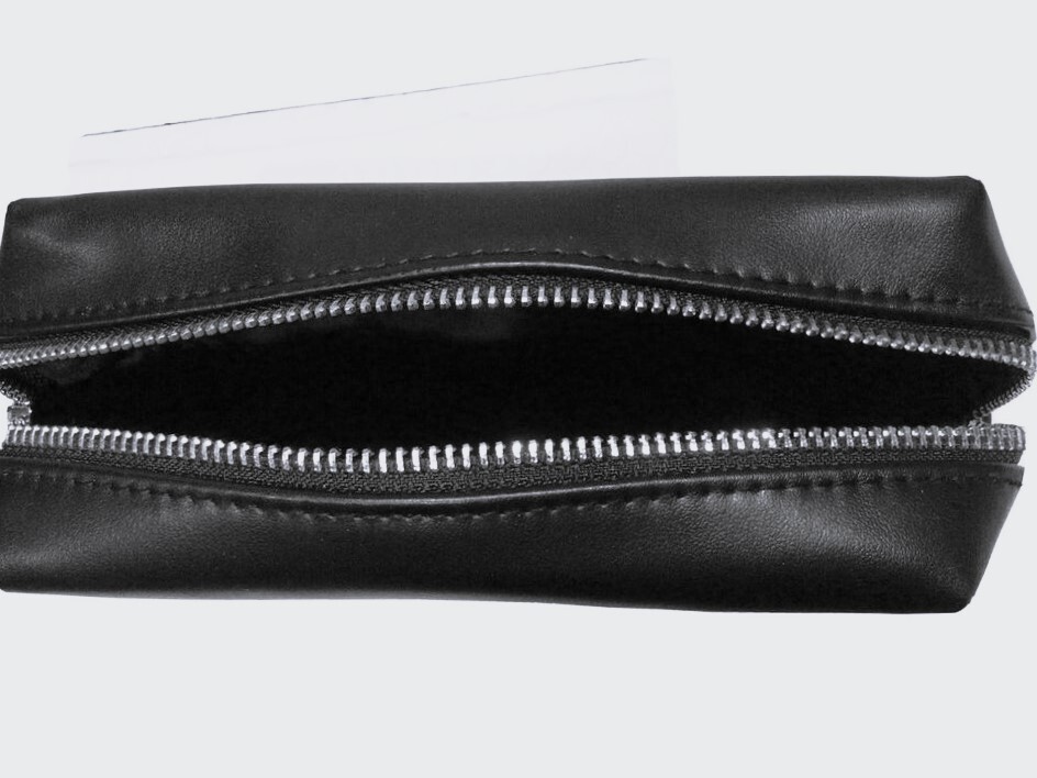 YSL Yves Saint Laurent Black Faux Leather Silver Logo Toiletry Makeup Bag NEW!