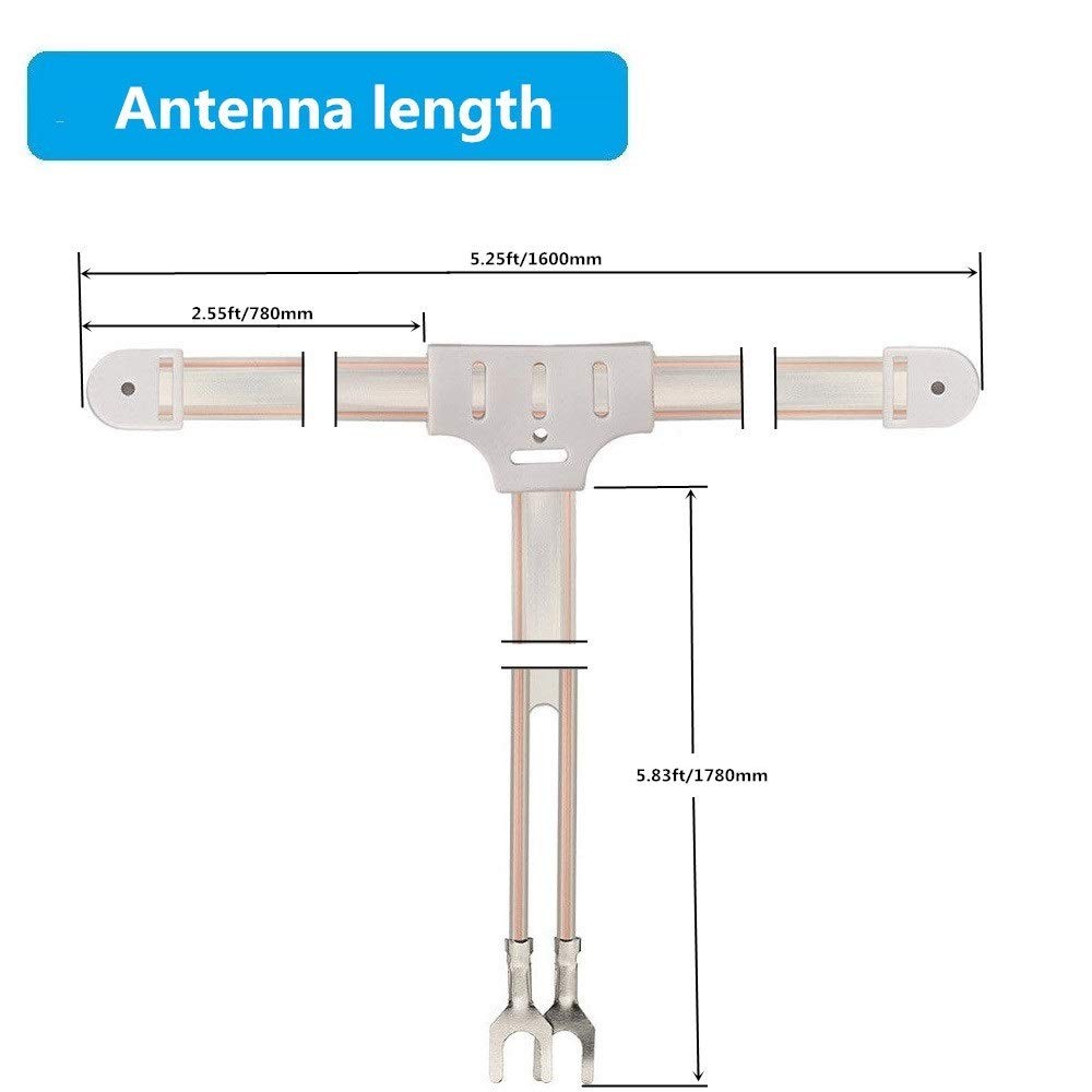 Ancable 300 Ohm FM Antenna T Shape Dipole Radio Ant with Spade Terminal Clear