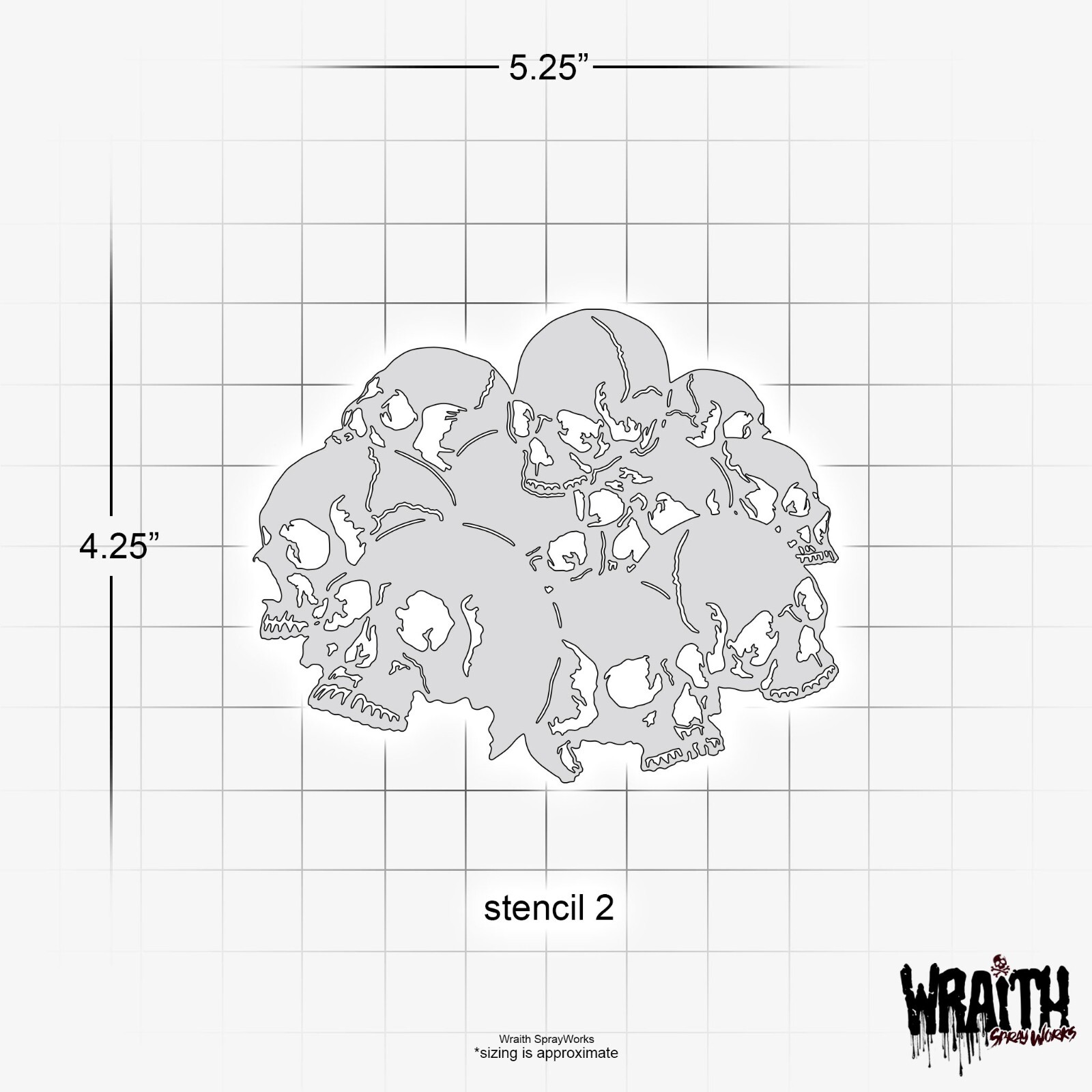 Skull Stack Mini Set #2 - Reusable Airbrush Stencil Template