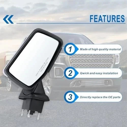Right Passenger Side Mirror Compatible With 2019-2025 GMC R-15Pins Chrome