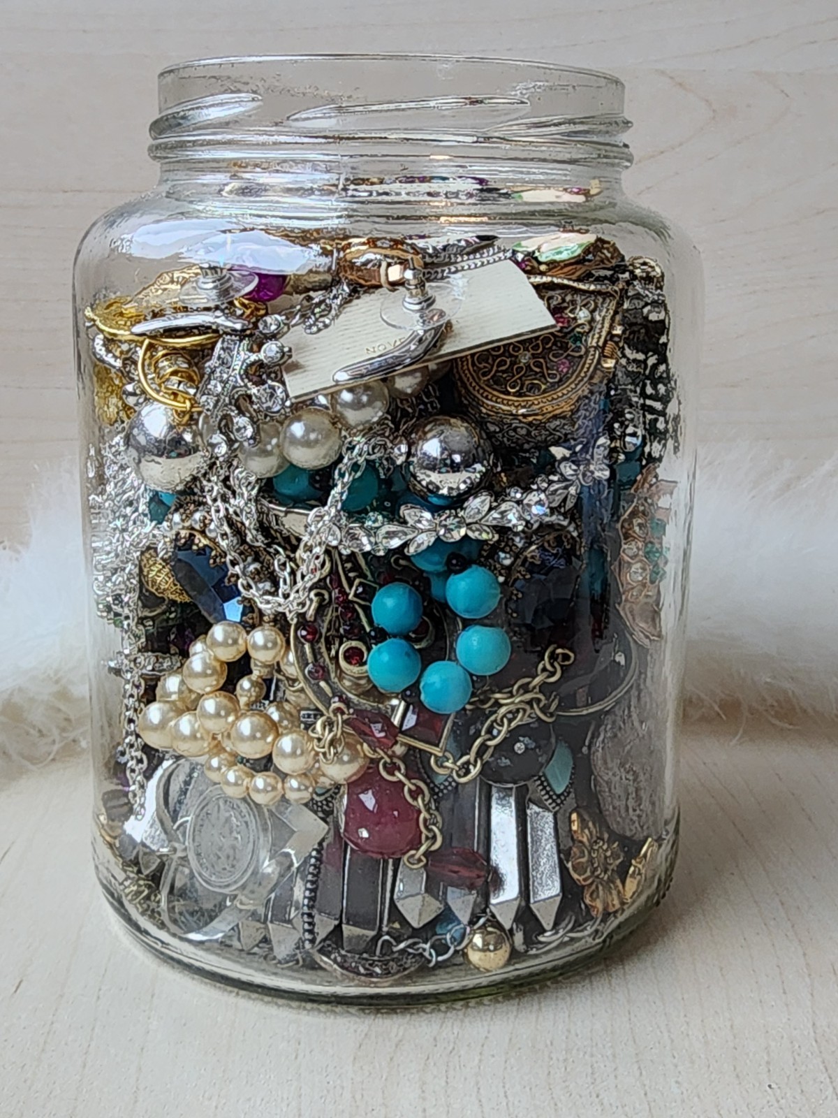 💎 Large Mystery Jewelry Jar- Mostly Wearable - Over 2lbs - Vintage lot