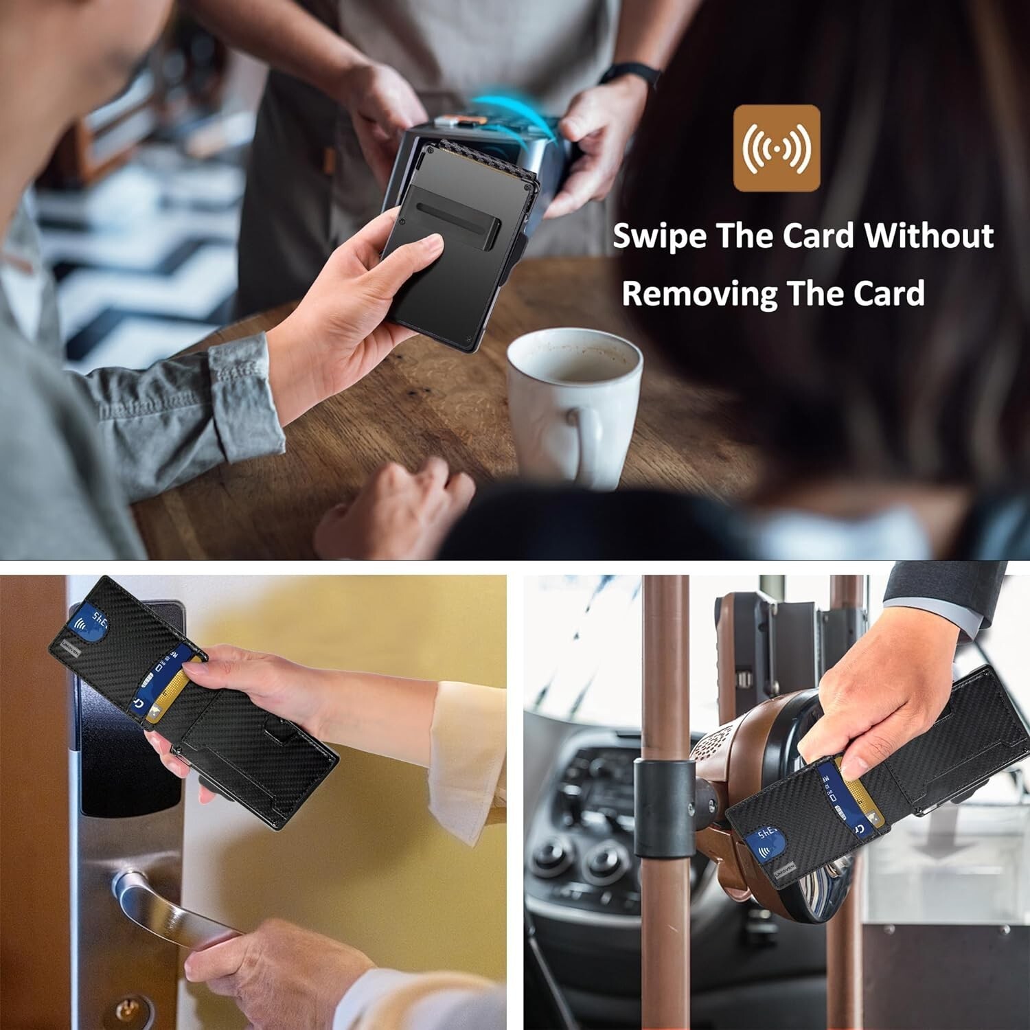 Slim Carbon Fiber Bifold Wallet with RFID Blocking Money Clip