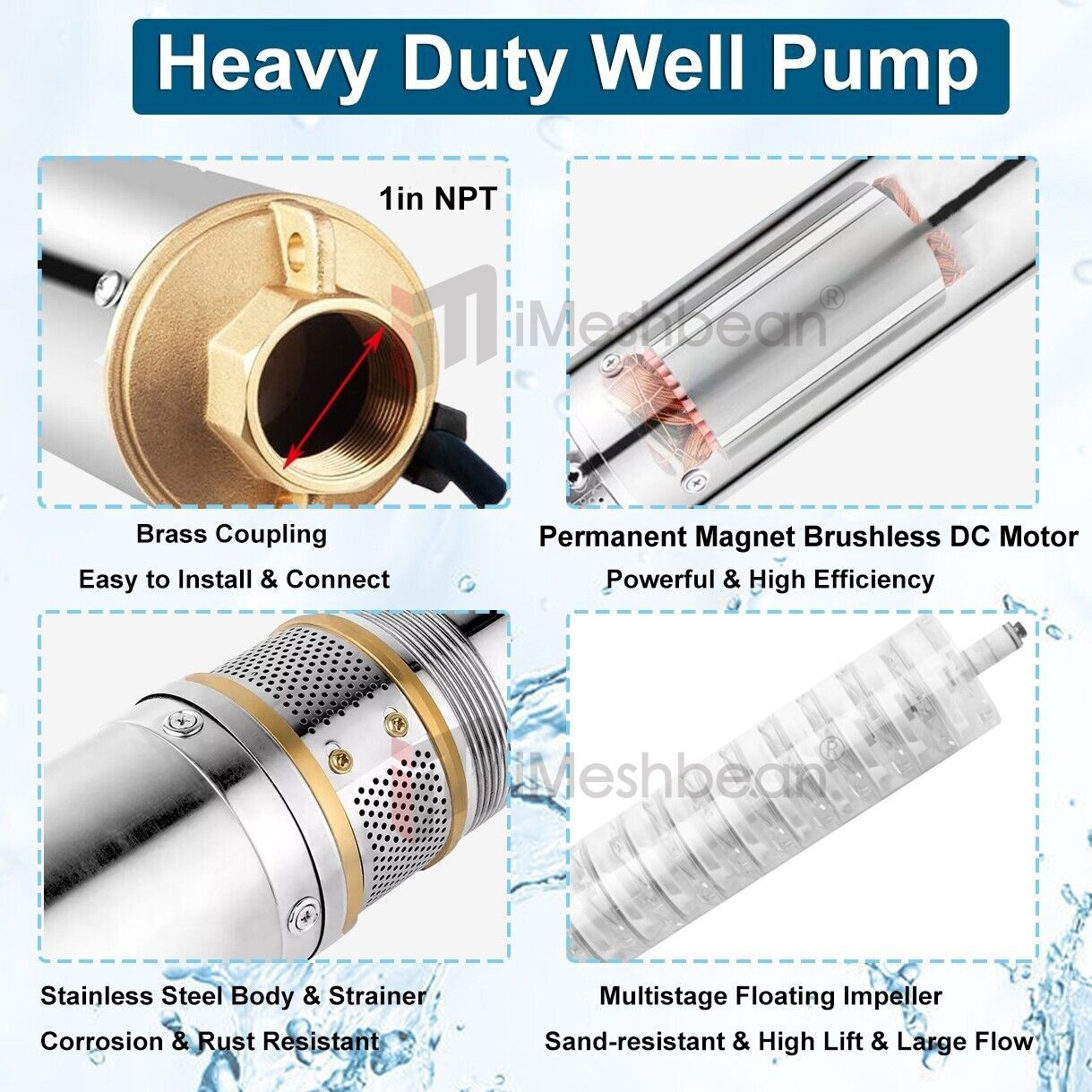 2" OD Solar Pump Submersible Pump Bore DC24V 250W Deep Well Pump+MPPT Controller