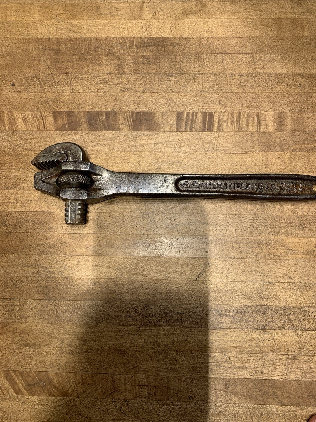 Vintage Greenfield Little Giant 10" Adjustable Off-Set Pipe Wrench 1913