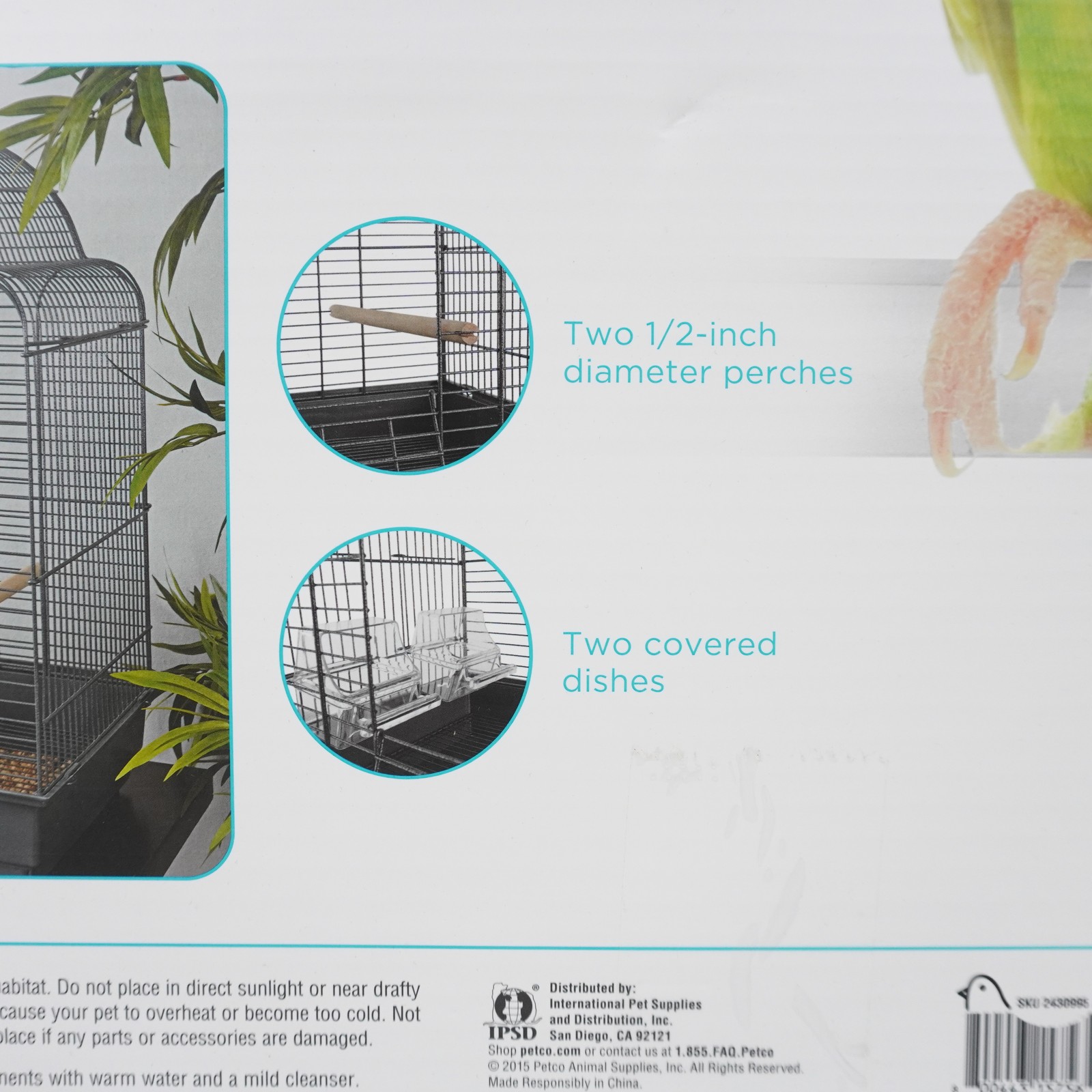 You & Me Parakeet Habitat Scallop Top Cage In Gray With Perches & Covered Dishes