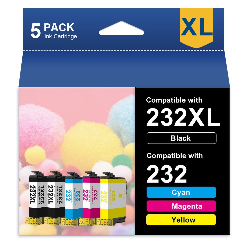 5-Pack 232XL T232 XL Ink Cartridge for Epson 232 WF-2930 WF-2950 XP-4200 XP-4205