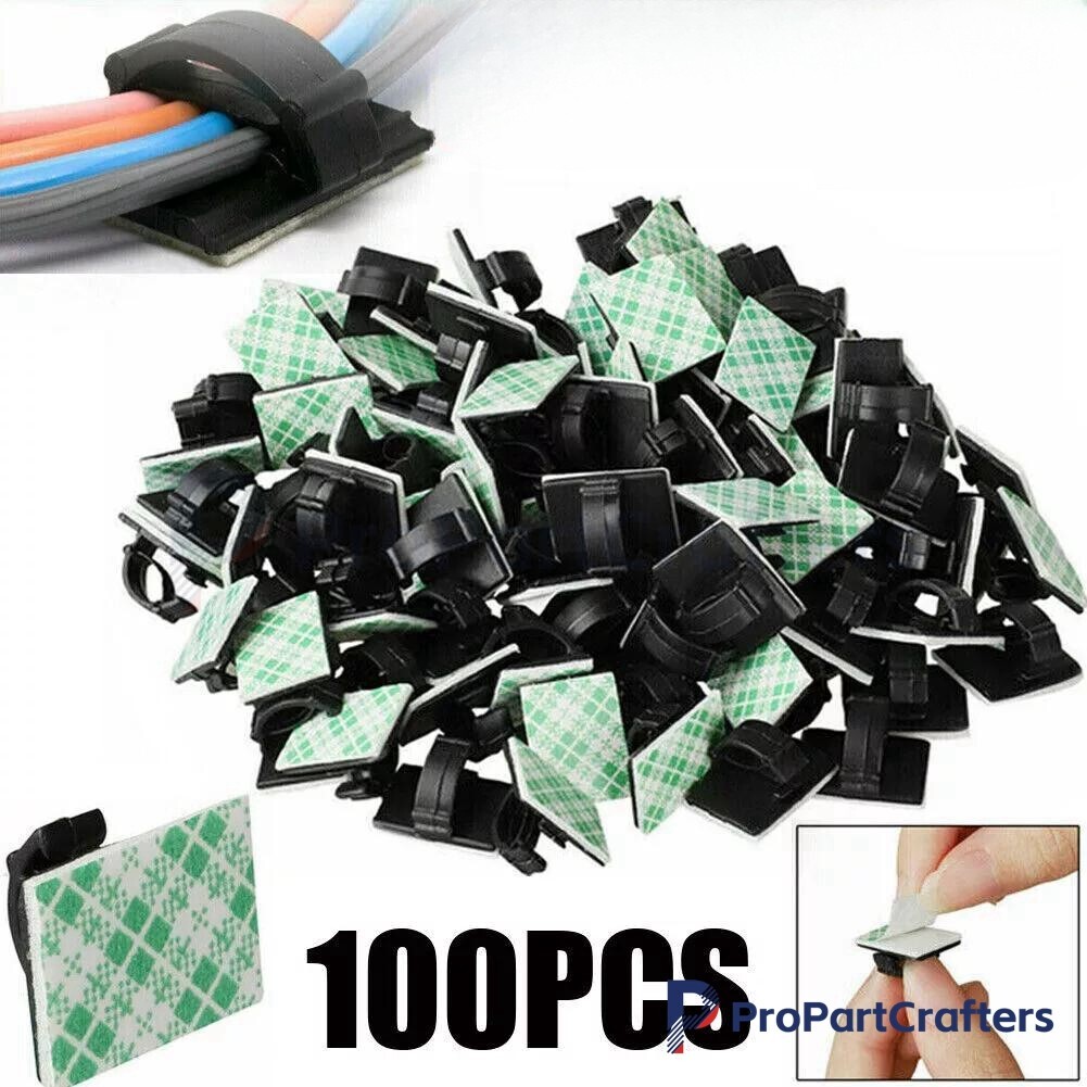 100Pcs Cable Clips Self-Adhesive Cord Wire Holder Management Organizer Clamps US