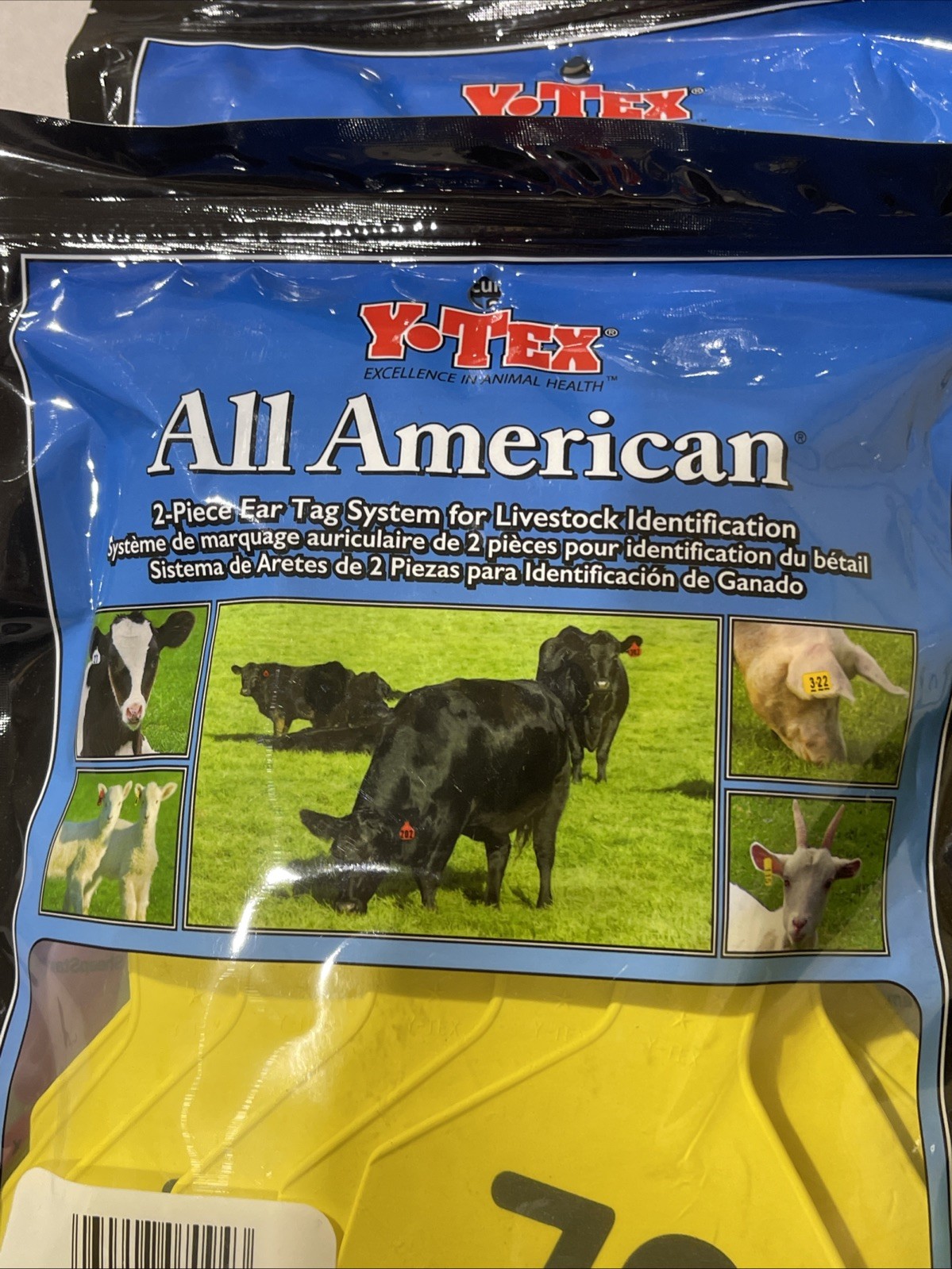 Y-Tex 4 Star Large Cattle Tags 25 Pack, 2 Piece Ear Tag System, Yellow, 76-100