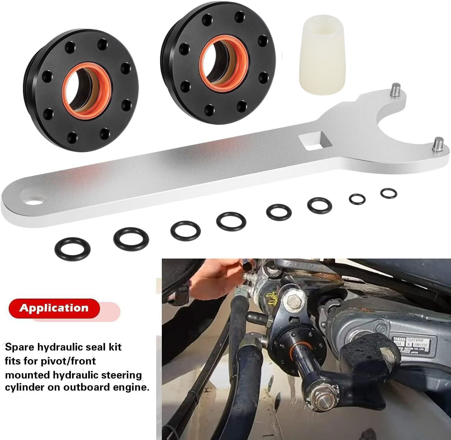 Front Mount Hydraulic Steering Cylinder Seal Kit for SeaStar HC5345 HS5157