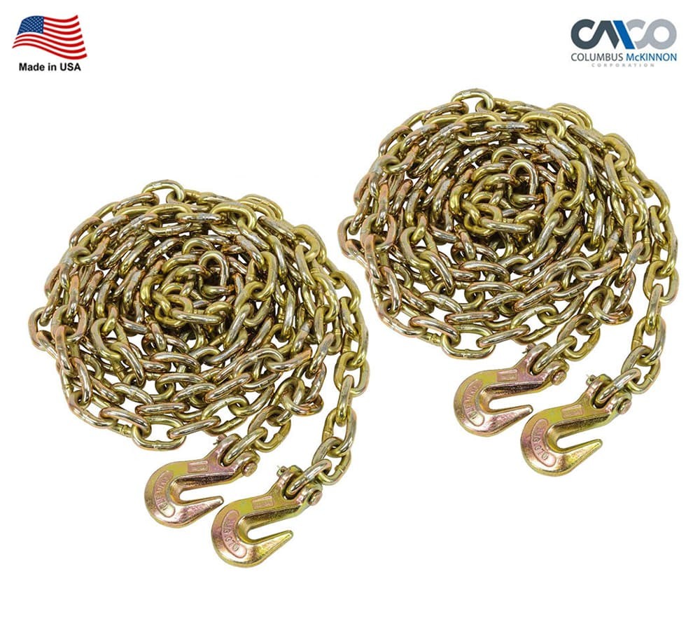 (2 Pack) NEW 3/8" x 16' Grade 70 Transport Chain MADE IN USA! With G70 Grab h...