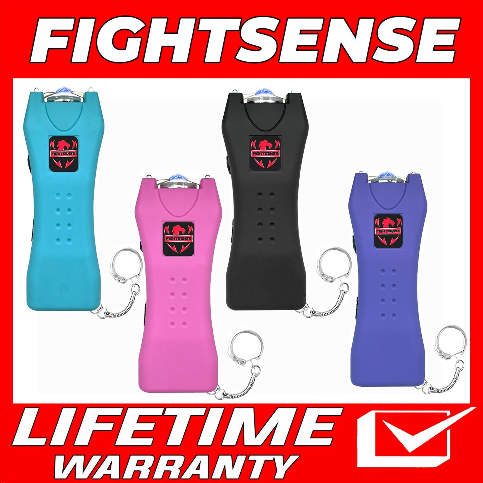 FIGHTSENSE Rechargeable Stun Gun 10 Mil Volts With Led Light Extremely Powerful