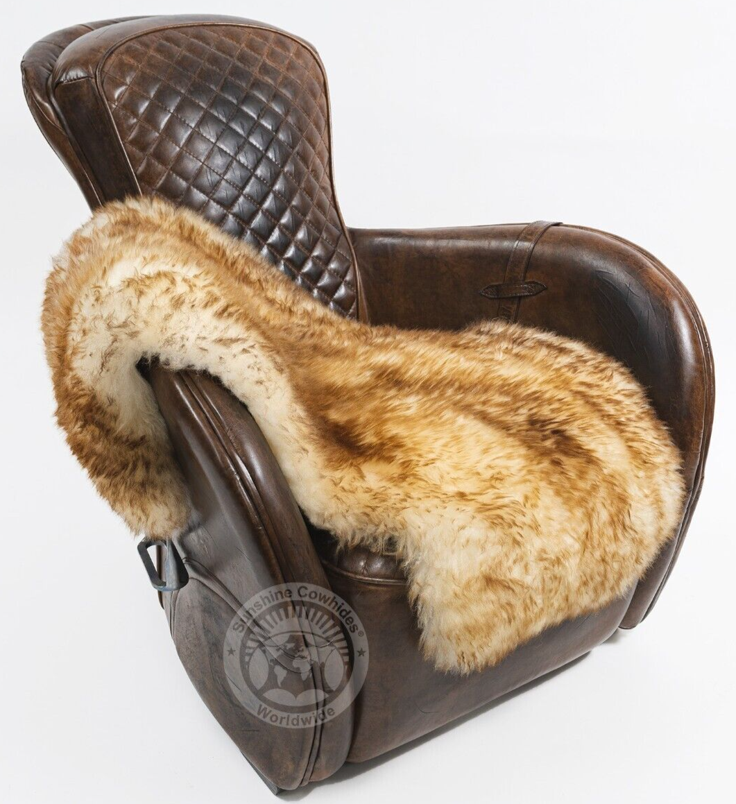 Real Sheepskin Rug Brown Tipped - Size 2 x 3' Lambskin