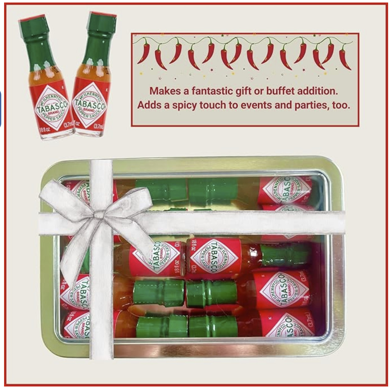 10 Tabasco Sauce Mini Bottle 1/8oz in Gift Tin Best Gift for Spicy Lovers NEW