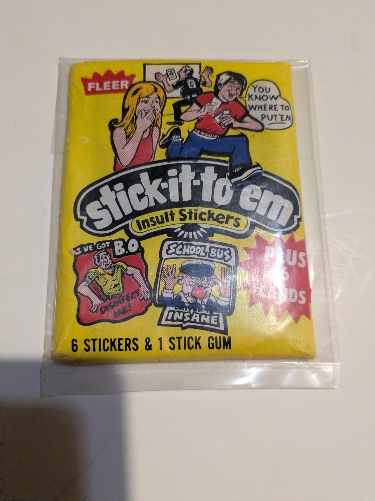 Vintage Fleer stick it to em bubble gum wax pack sealed 1970s