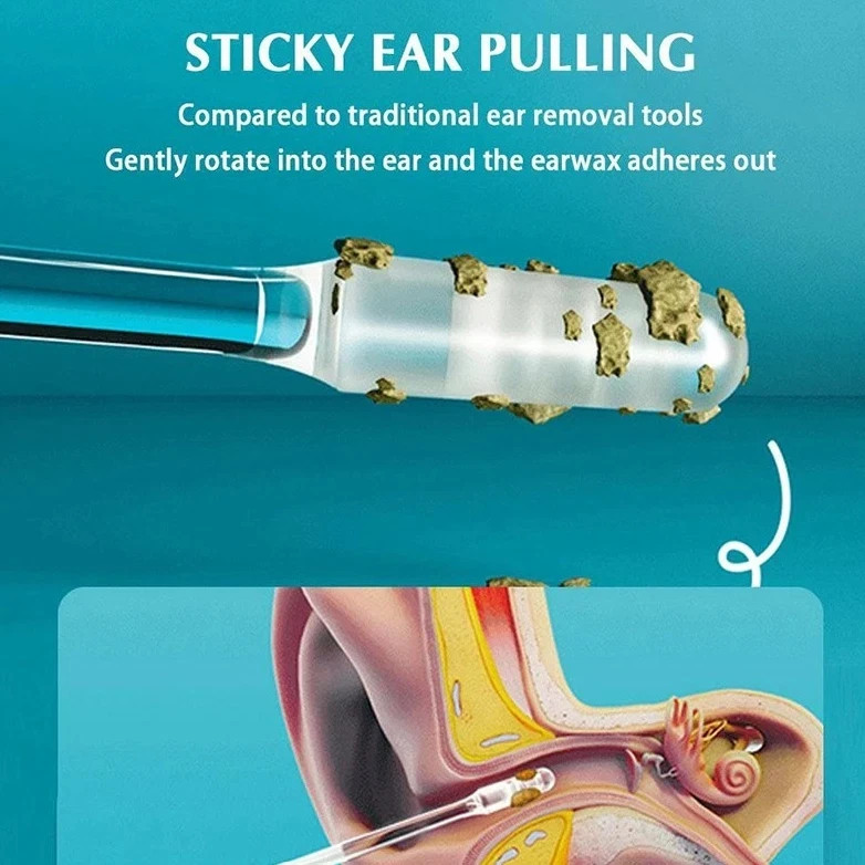 24pcs Disposable Silicone Ear Wax Remover Sticky S/L Ear Pick Cleaner Tool*