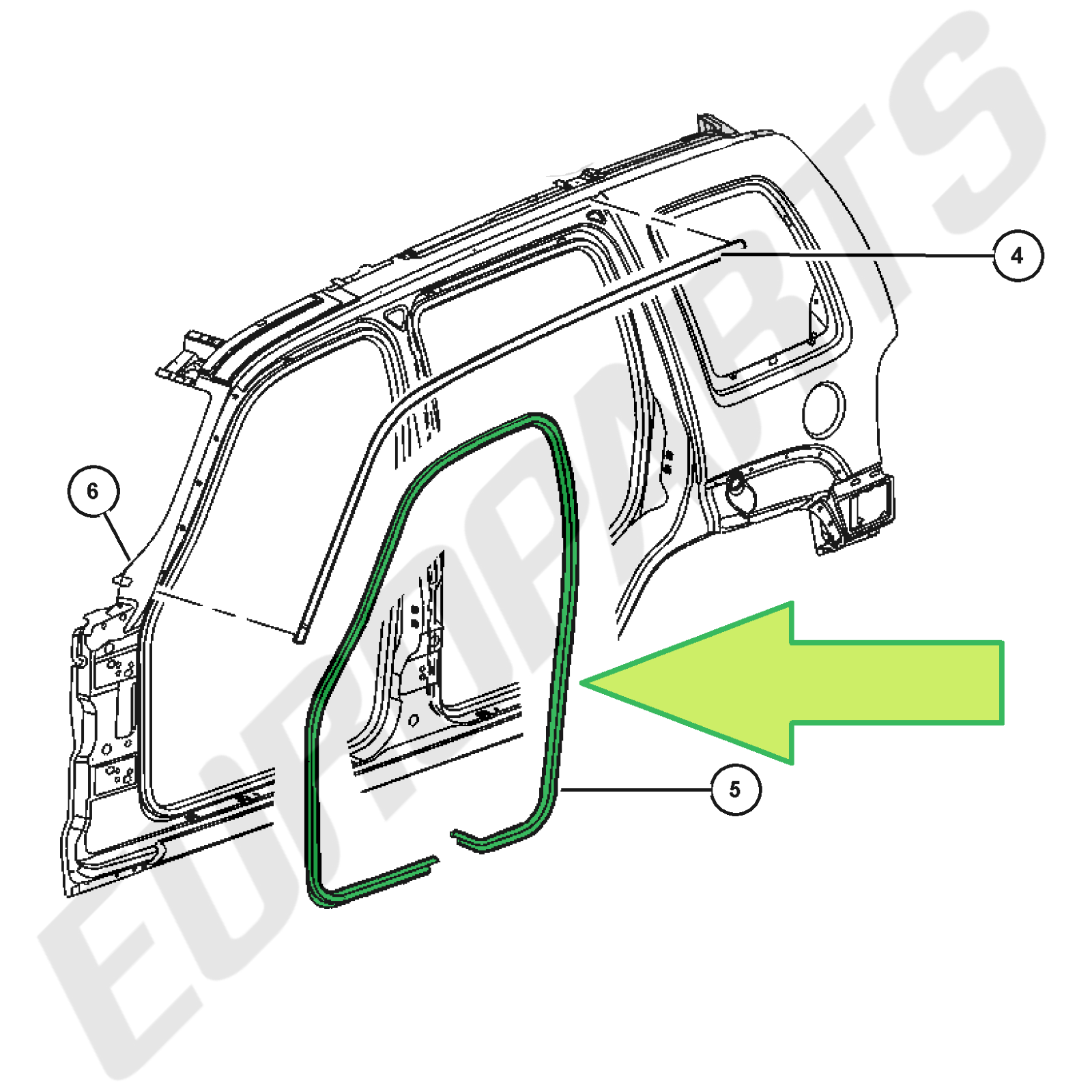 Jeep Liberty KJ Cherokee Front Rubber Door Seal Weather-Strip 55360 965AA