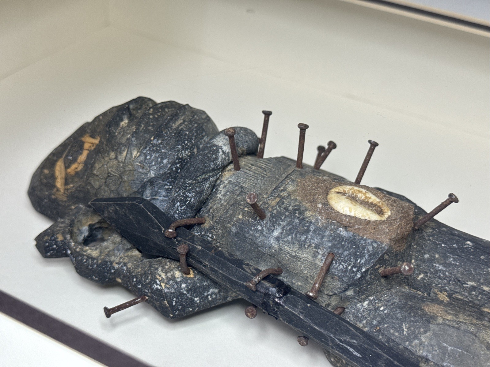 Antique African Bakongo Nkisi Nkondi Statue Nail Fetish Congo Africa FRAMED