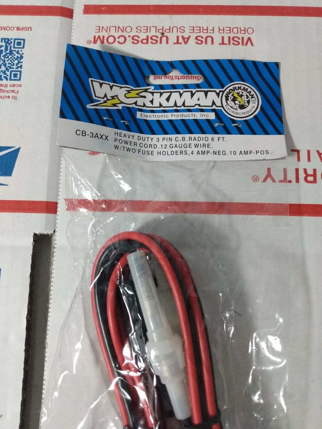 Workman CB-3AXX, Heavy Duty, CB Radio Power Cord, Double Fused