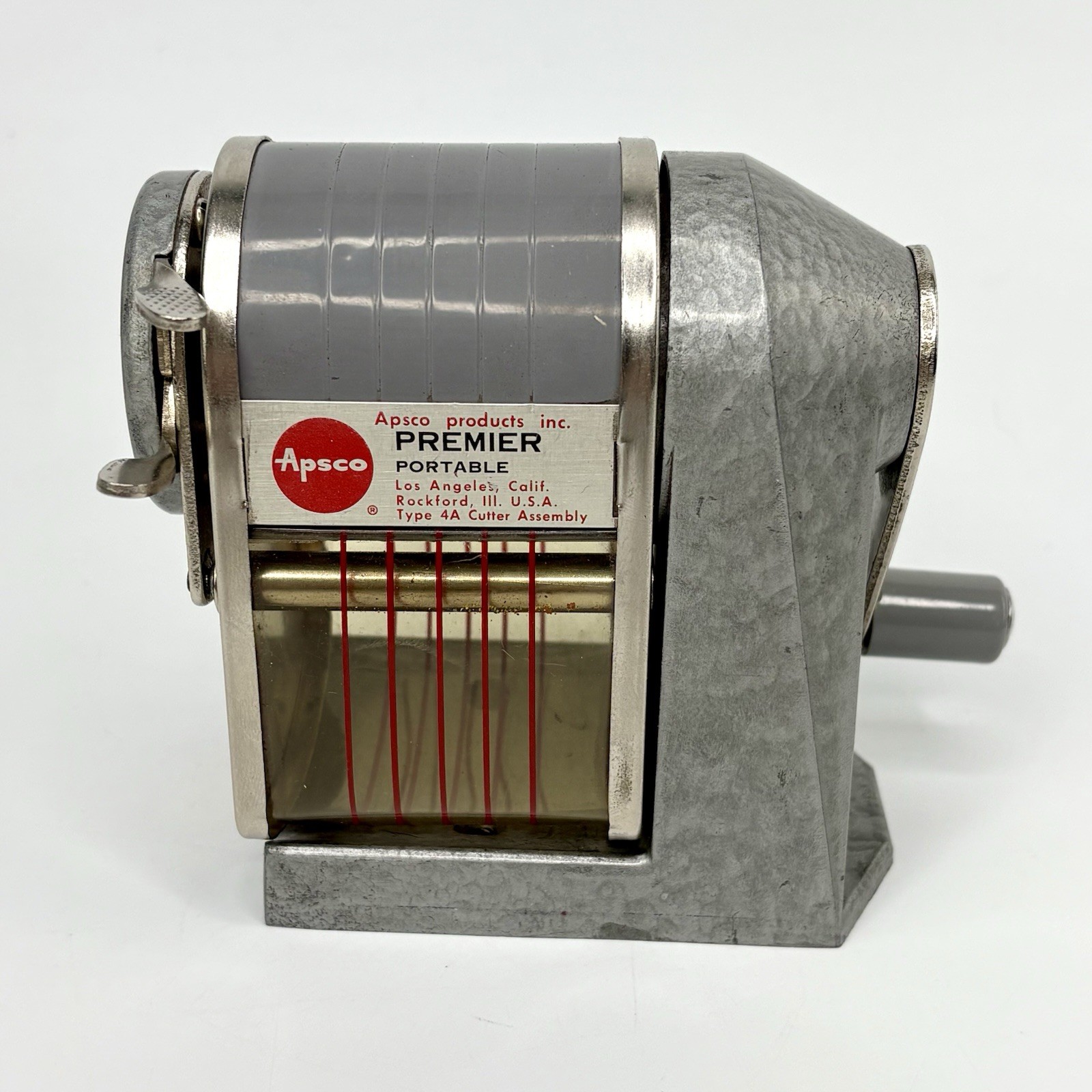 Vtg Apsco Hand Crank Pencil Sharpener Desktop or Wall Mount School House Classic