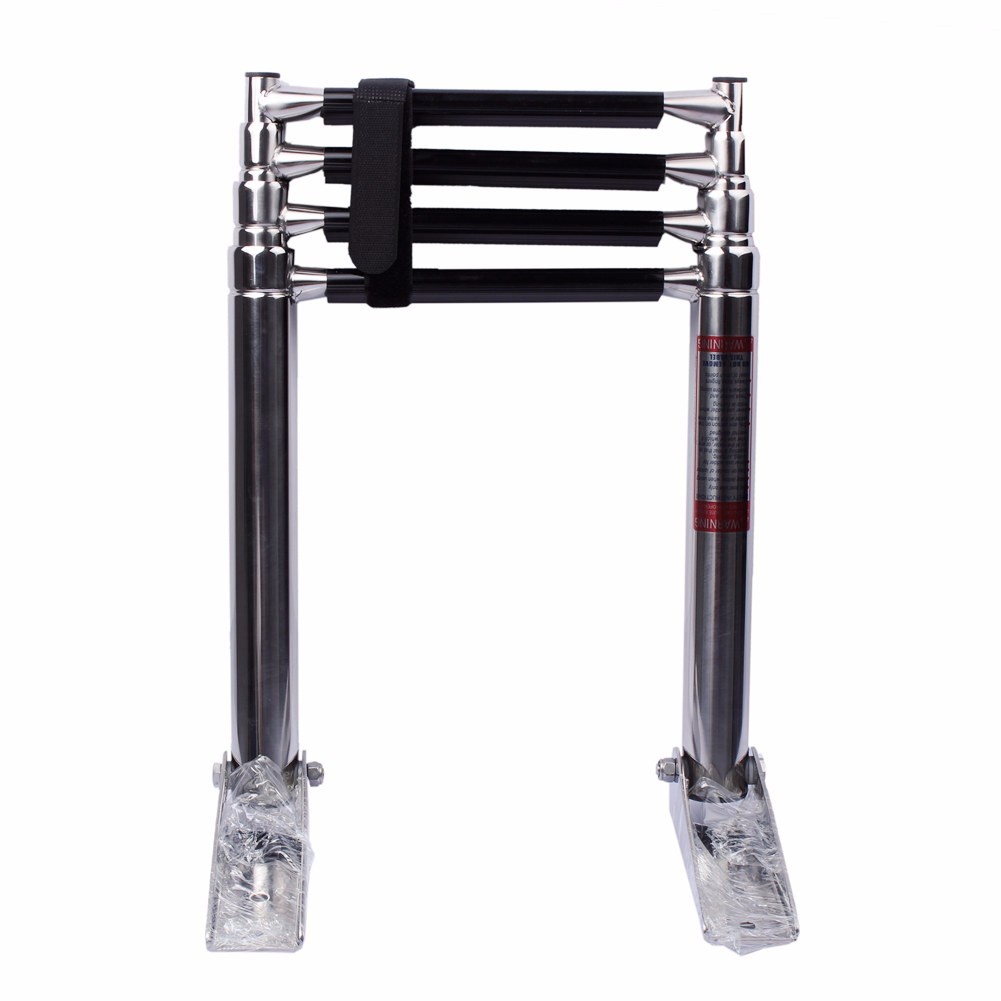 4 Steps Boat Ladder Folding Stainless Steel Telescoping Swimming 4 Step Ladder
