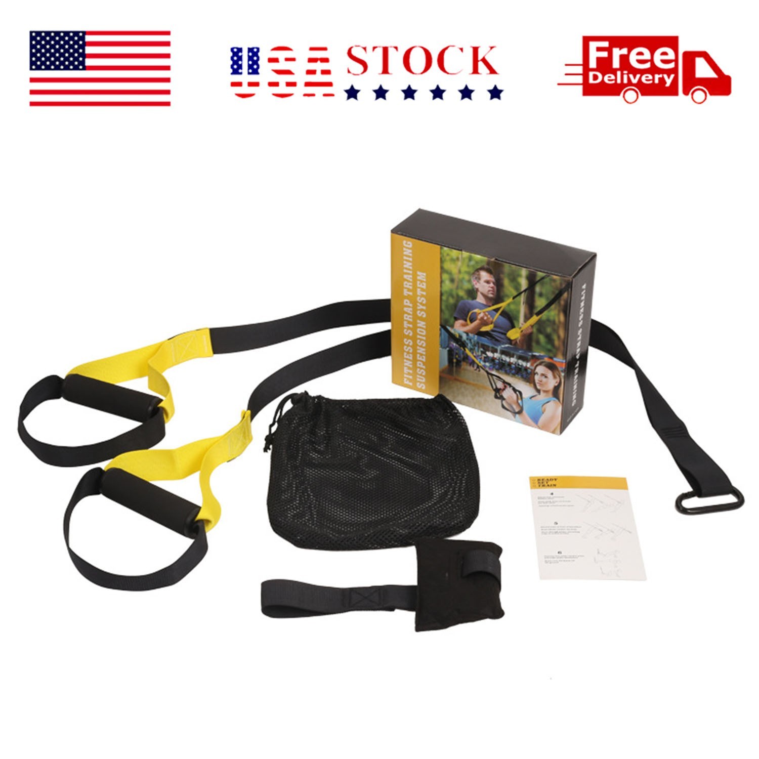 Home Gym Suspension Resistance Strength Training Fitness Straps Workout Trainer