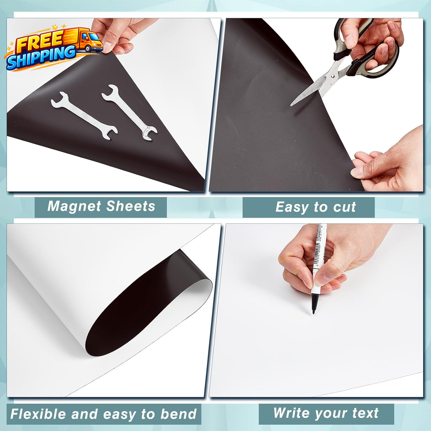 Blank White Surface Magnet Sheets 24 Inch X 10 Feet 30 Mil Magnetic Roll