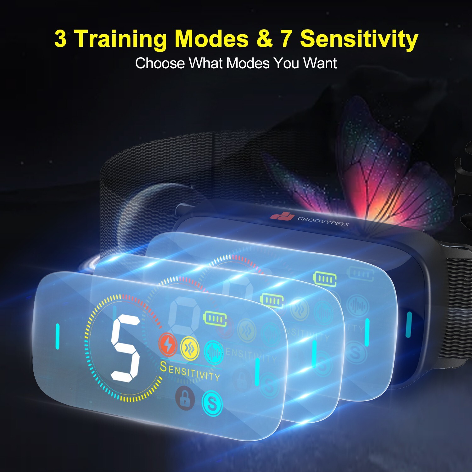 Ultrasonic Color Screen Auto Anti Bark Dog Training Shock Pet No Barking Collar