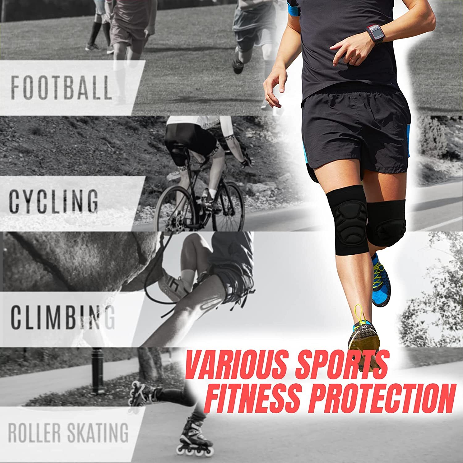 Knee Padded Breathable Soft Lightweight for Skiing Skating Snowboarding Unisex