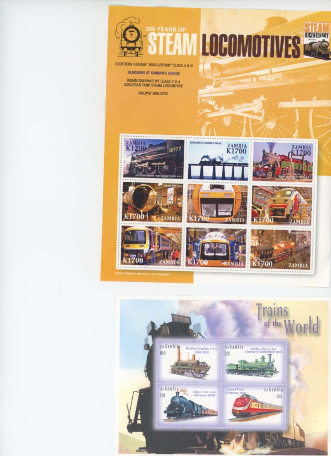 Worldwide Stamps Trains Topical TRAINS Stamps and mini-sheets (mb28