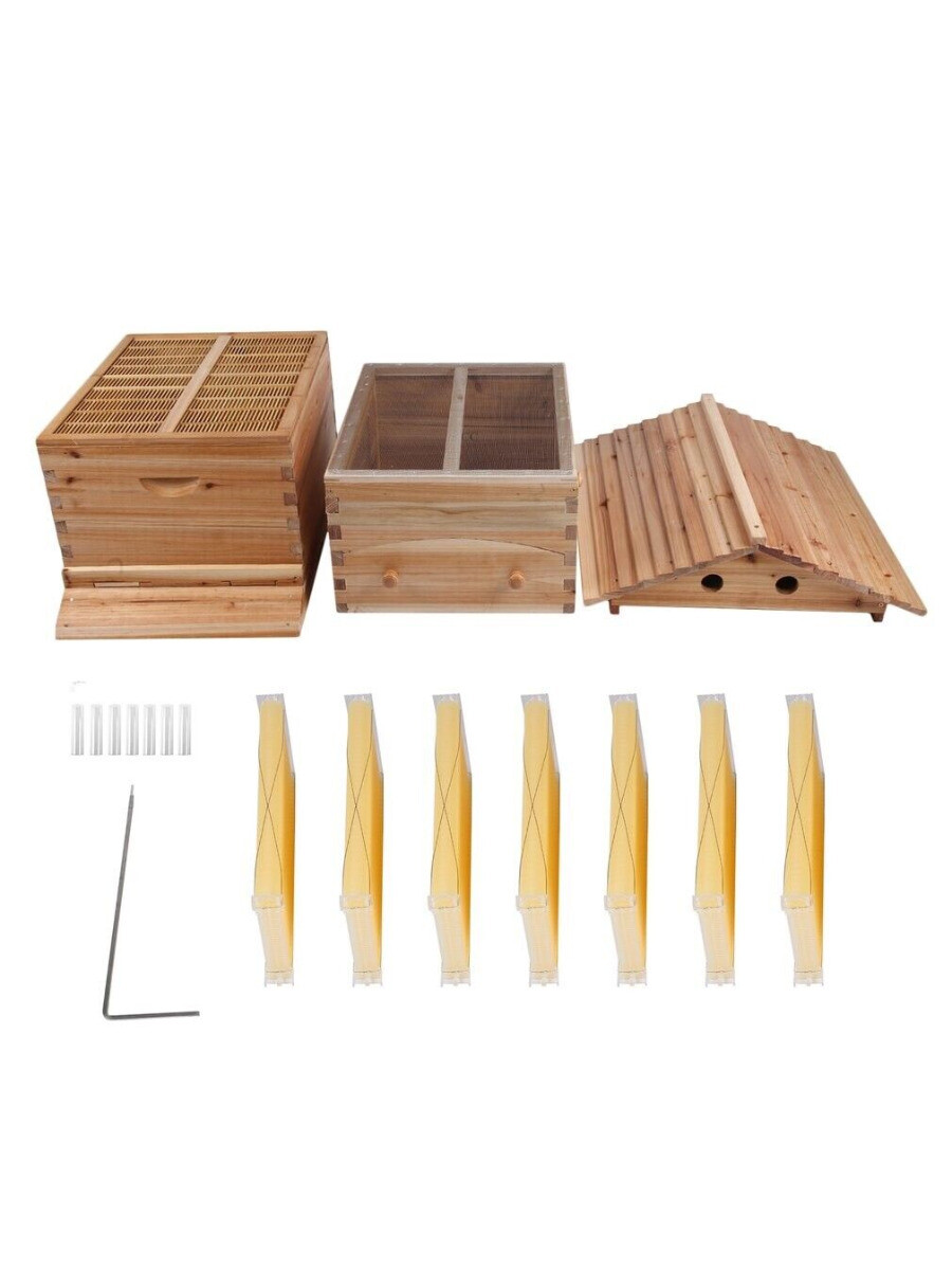 7 x Auto Beehive Frames Bee Hive + Beekeeping Hive Cedarwood Brood Box Super Box