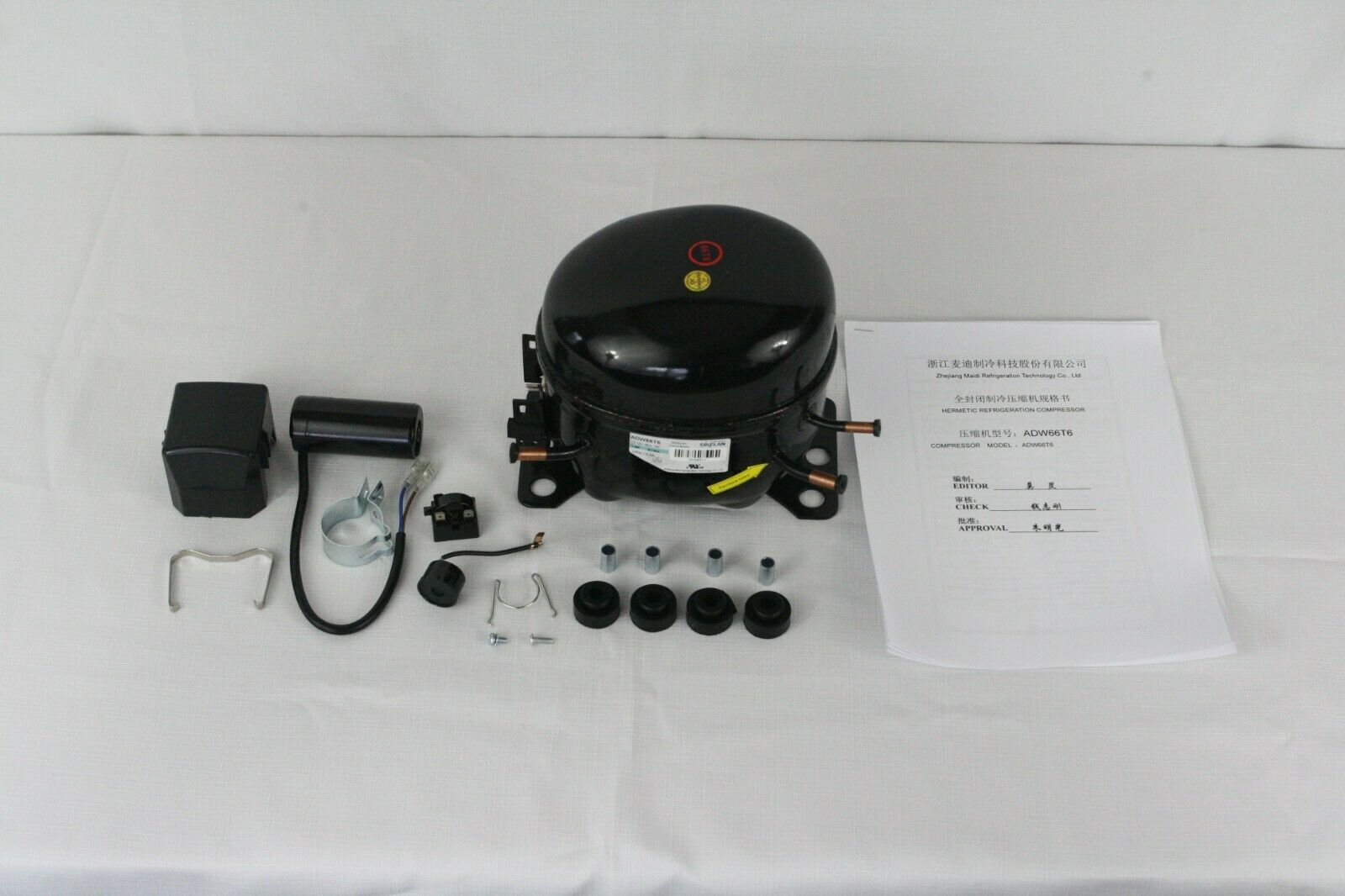 SIKELAN ADW66T6 REFRIGERATION COMPRESSOR 1/4+ HP 665BTU 110-120V R134A 50-60HZ