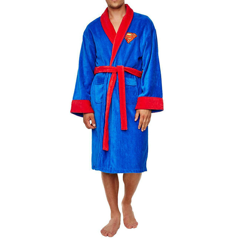 Cosplay The Batman Superman Pajamas Bathrobe Superhero Adult Warm Xmas Nightgown