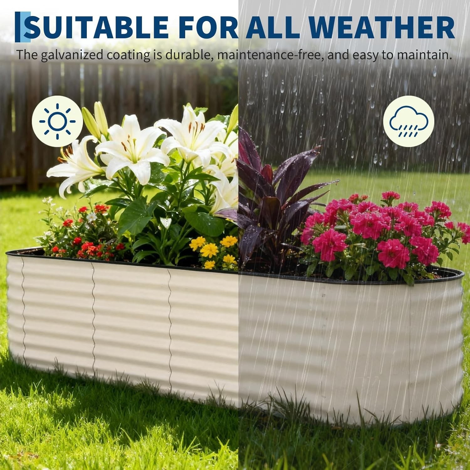 2 Pack Galvanized Raised Garden Bed Outdoor, 8 x 2 x 2 ft Metal Planter Box