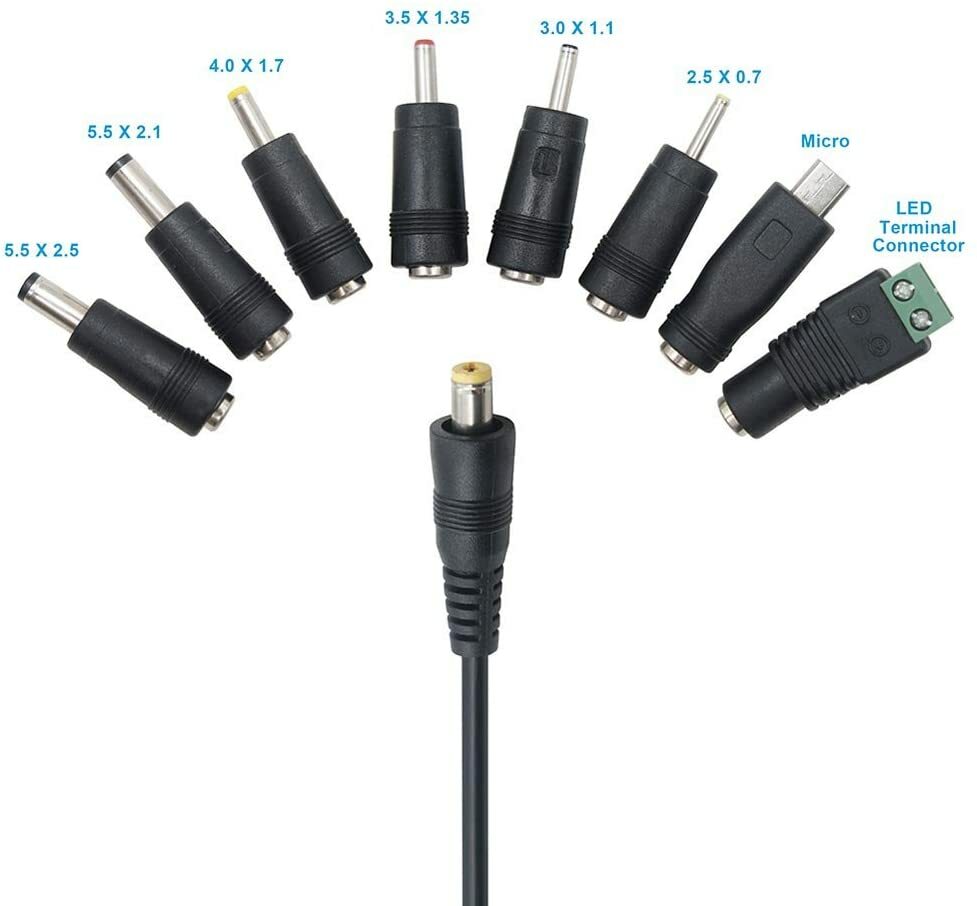 3V-24V 2.5A 60W Adjustable DC Power Supply Adapter Control Volt Display 8 Plugs