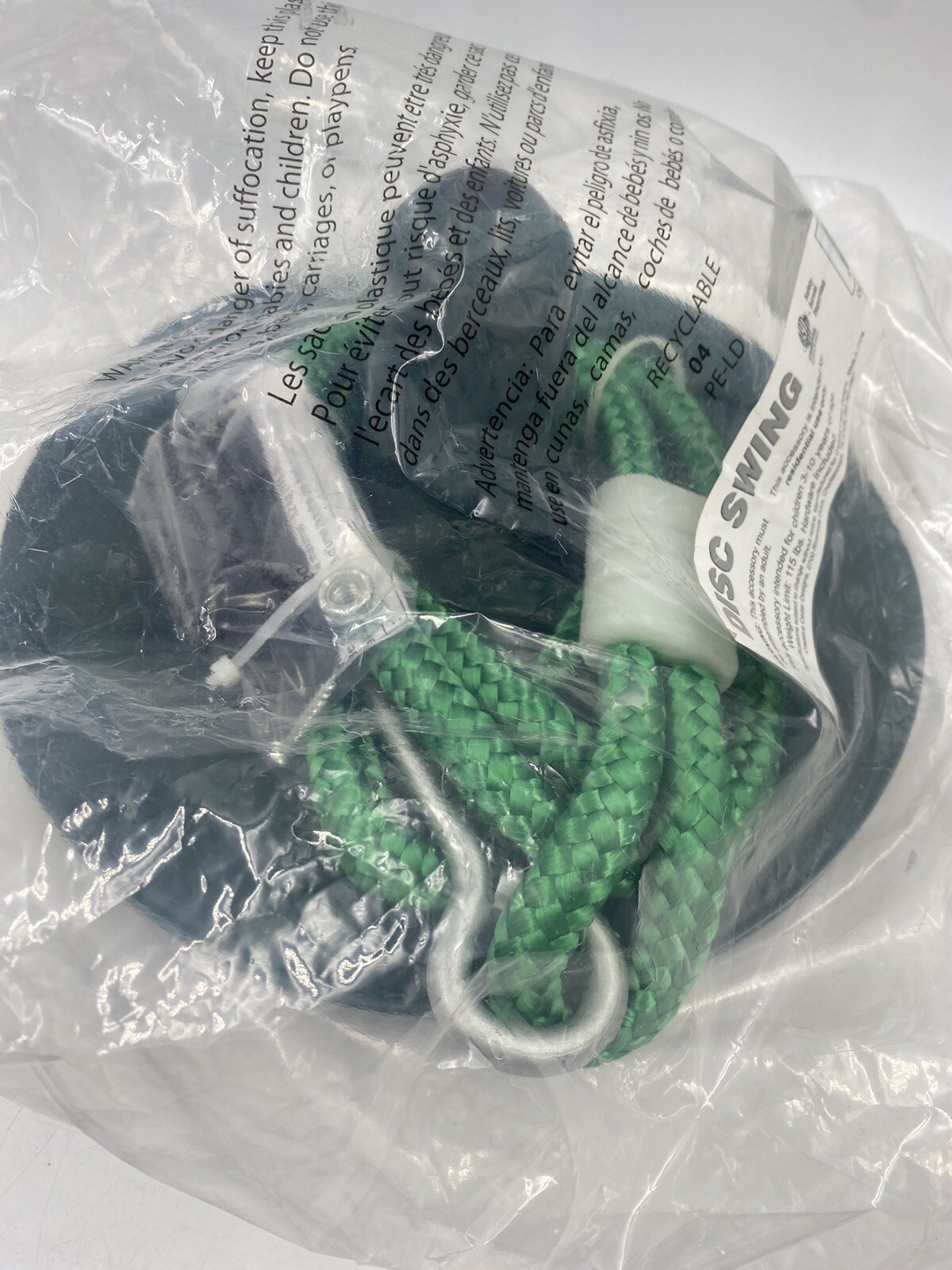 Creative Cedar Green Disc Swing with Rope Swing Set Play Set with Hardware