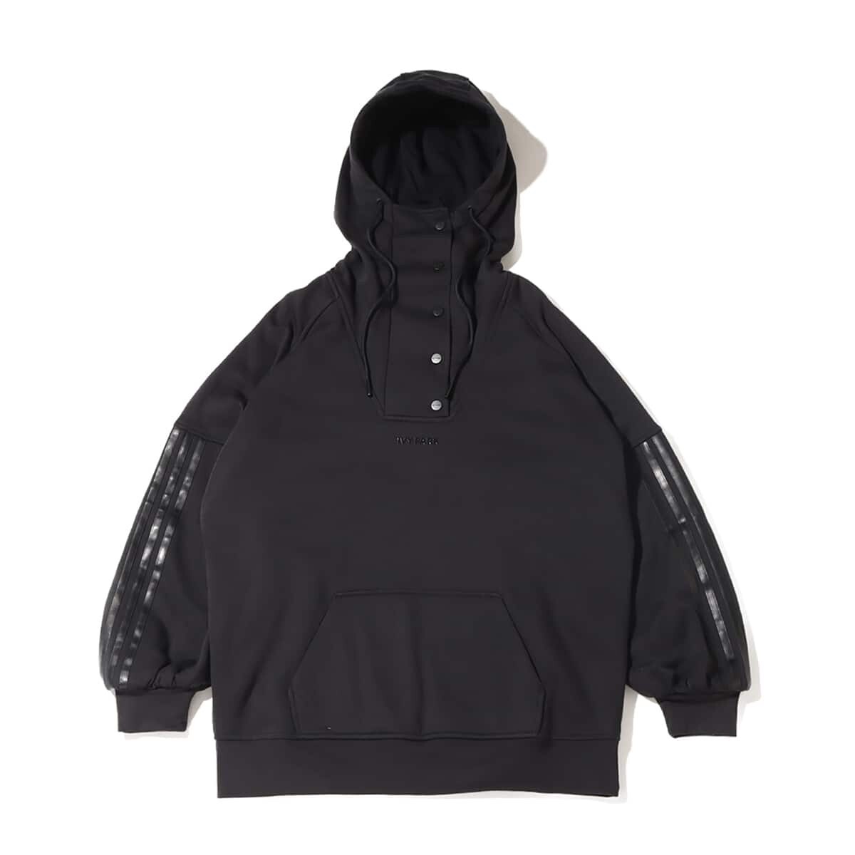 adidas IVY PARK Originals Beyonce Triple Black Hoodie High Neck Snap Hooded SALE