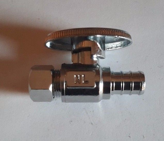 10 PIECES 1/2" PEX X 3/8"OD BRASS 1/4 TURN STRAIGHT STOP VALVE (LEAD-FREE)