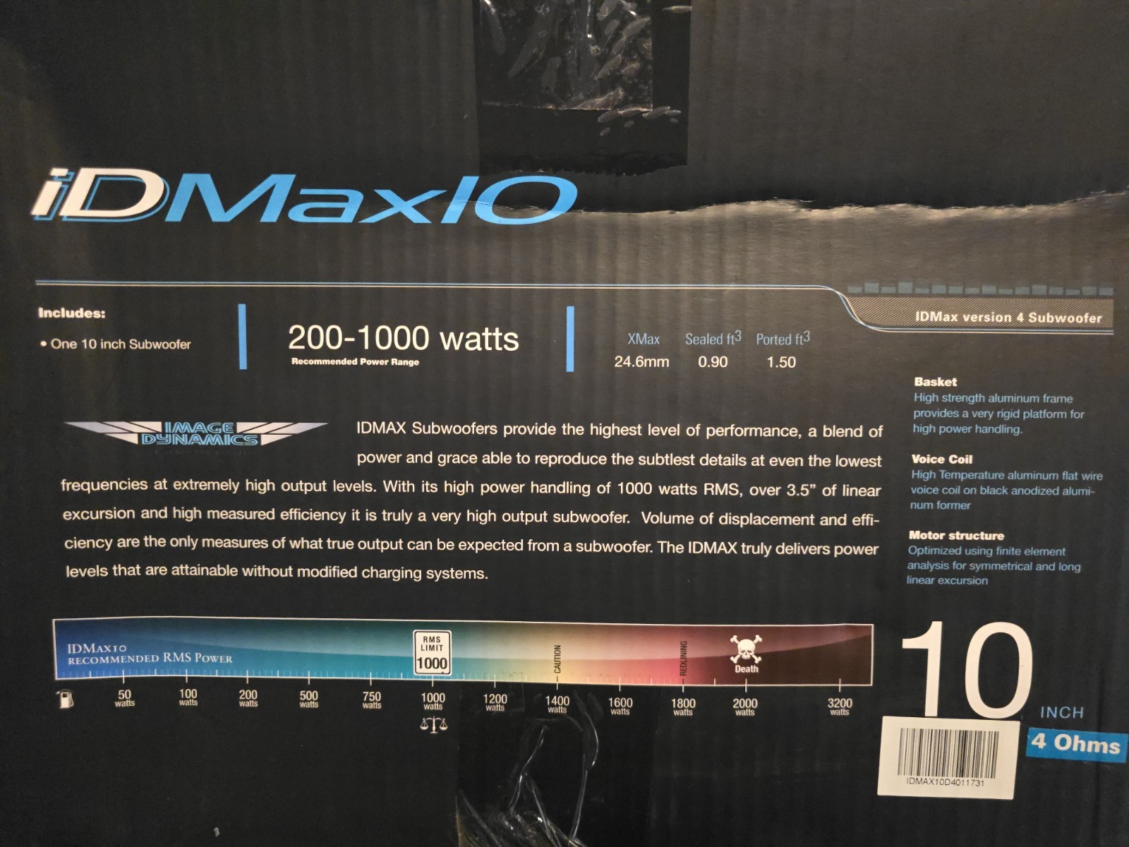 IMAGE DYNAMICS IDMAX10 V.4 D4 DVC, 1,000W RMS, * LOUD AF * AUDIOPHILE SUBWOOFER