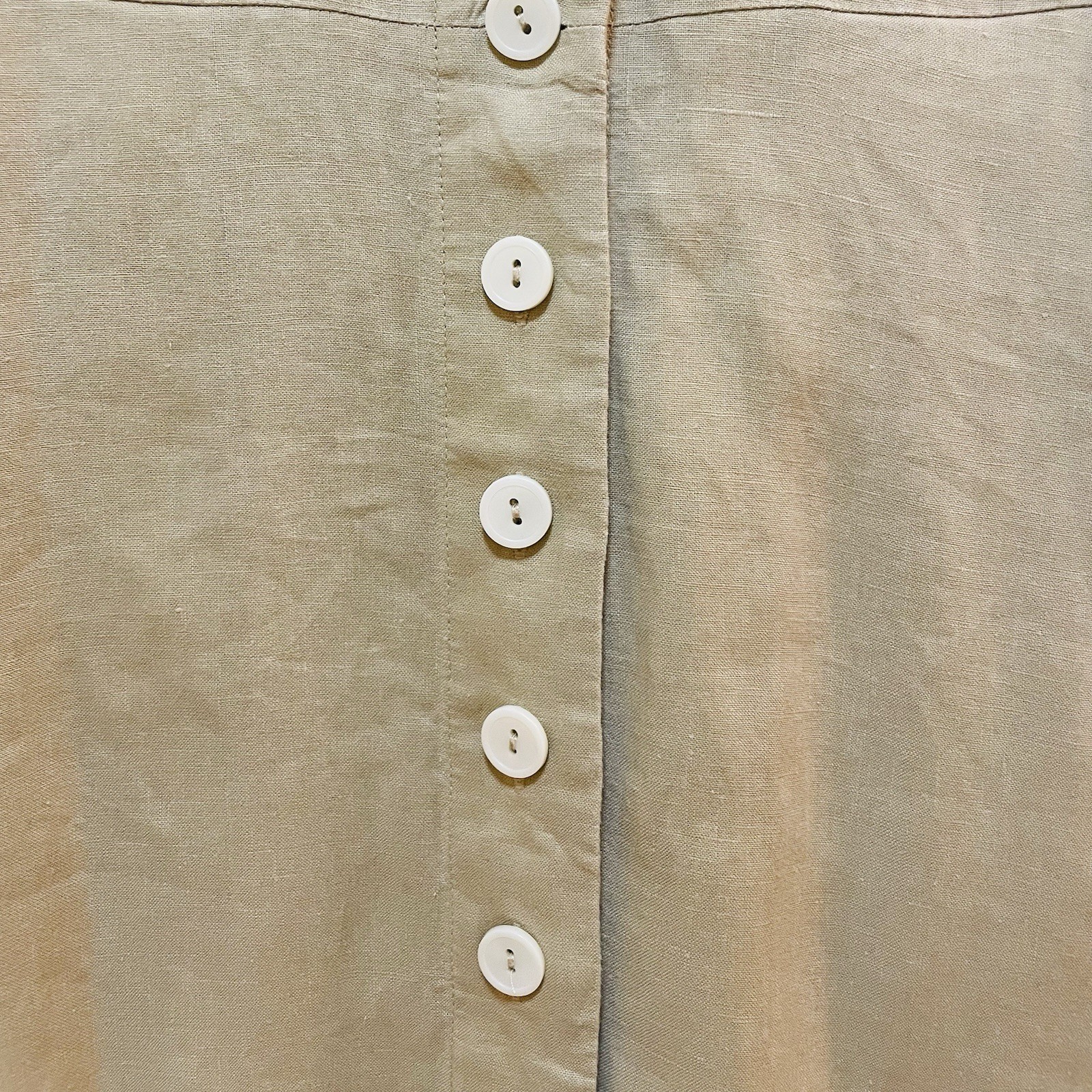 QUINCE Beige 100% Organic Linen Short Sleeve Midi Shirt Dress Sz XS