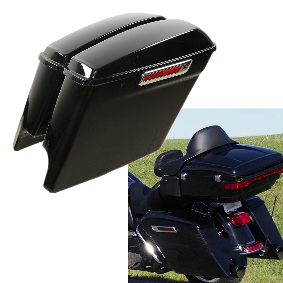 5" Stretched Extended Saddlebags Bags Fit For Harley Touring Road Glide 14-2024