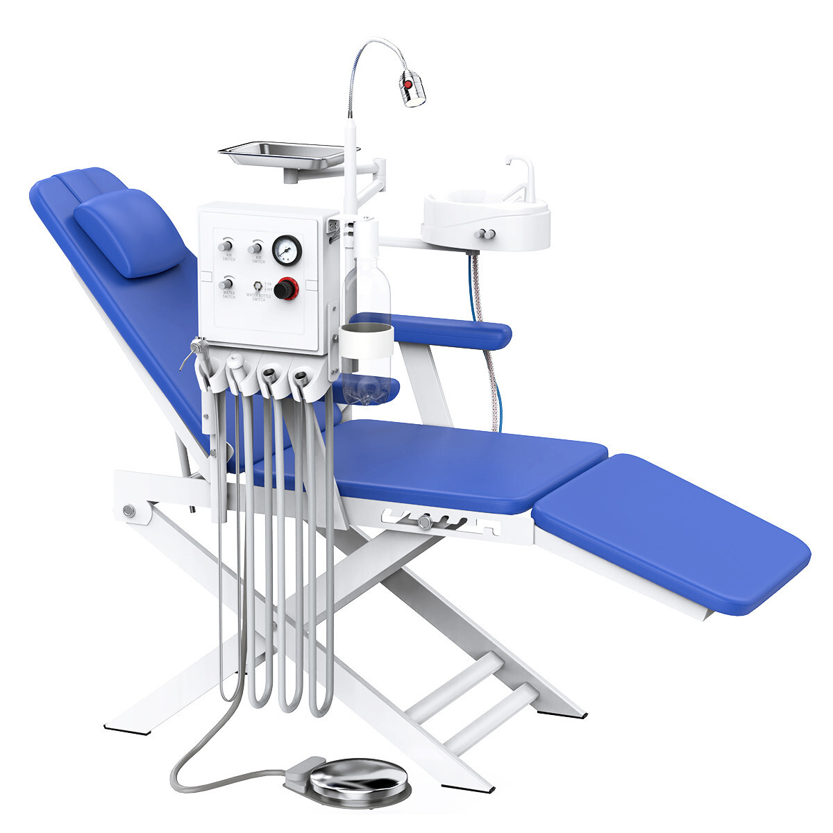 Silla dental portatil plegable con unidad de turbina de air escupidera Luz LED