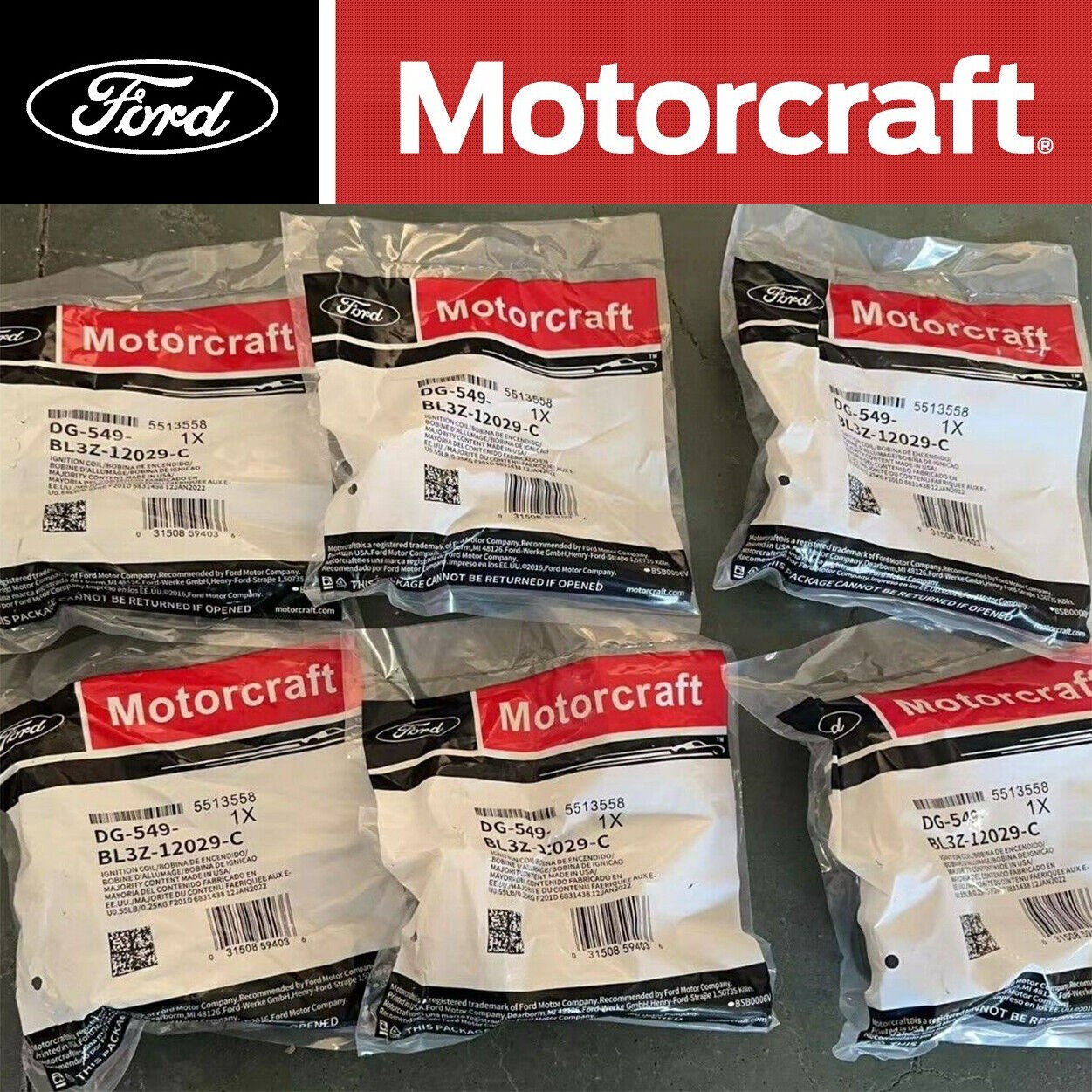6PCS GENUINE Motorcraft Ignition Coil & Spark Plug For Ford F150 3.5L]