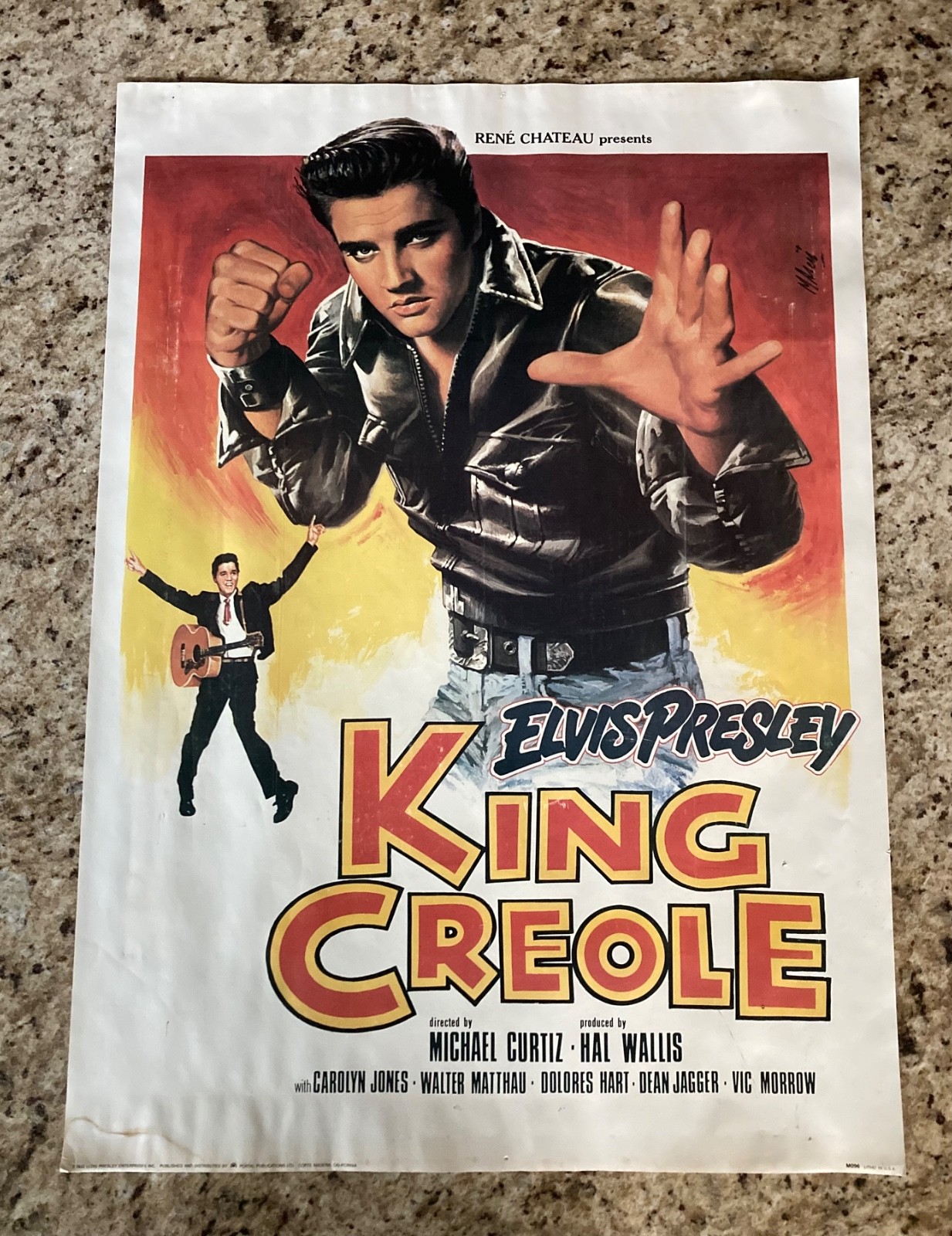 1986 ELVIS PRESLEY KING CREOLE LITHO POSTER 28'' X 20''