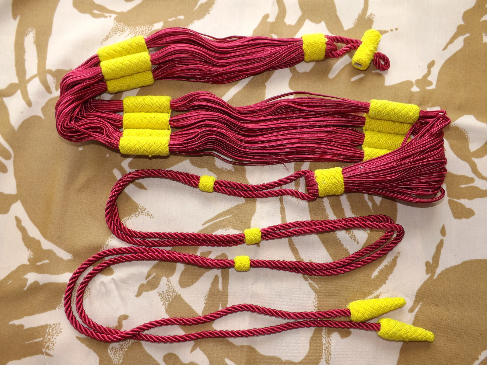 Repro Napoleonic Victorian Crimean War Hussar Barrel sash belt Yellow on Scarlet