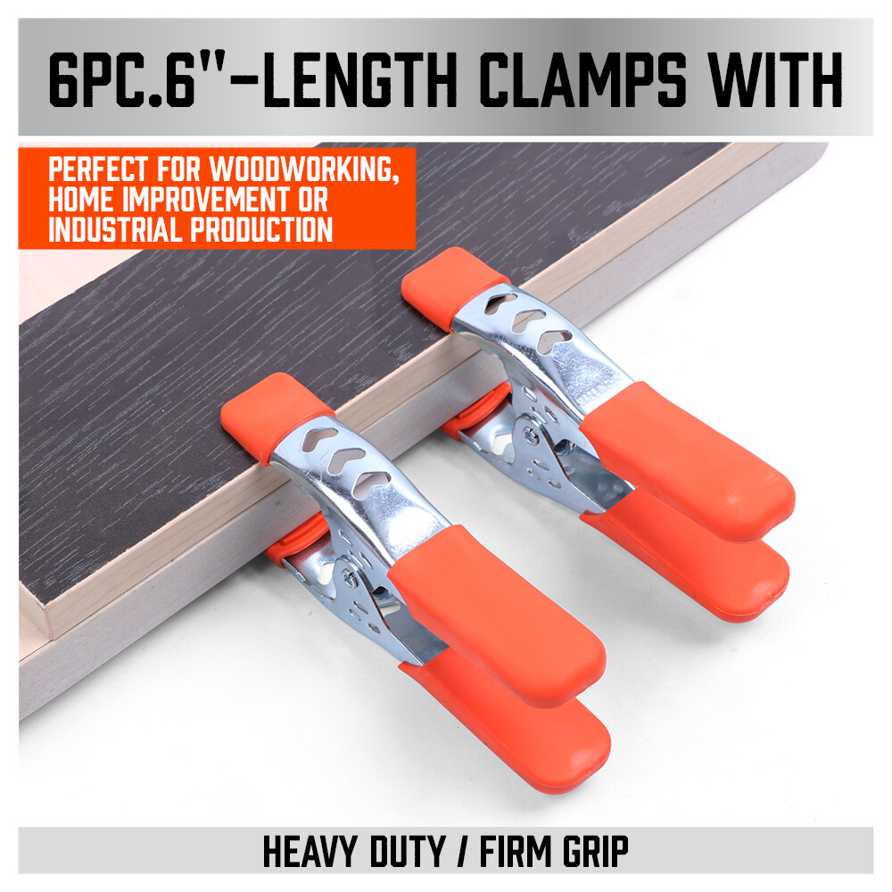 6Pcs 6" inch Heavy Duty Metal Spring Clamps Tips Tool Clip 2.5" Jaw Opening